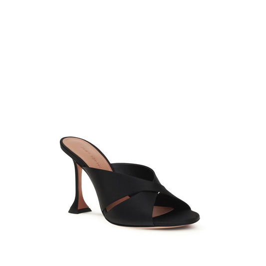 Amina Muaddi Black Silk Sandals Curated Luxury Accessories by Orvyn