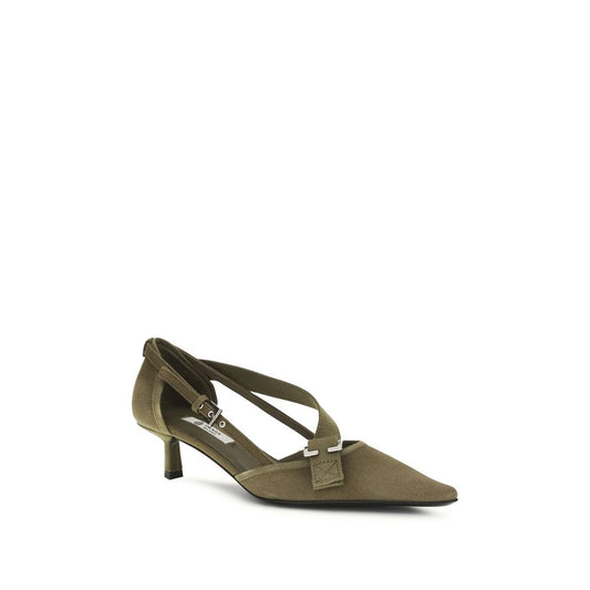 Prada Bicolor Cotton Mid Heel Pumps Curated Luxury Accessories by Orvyn