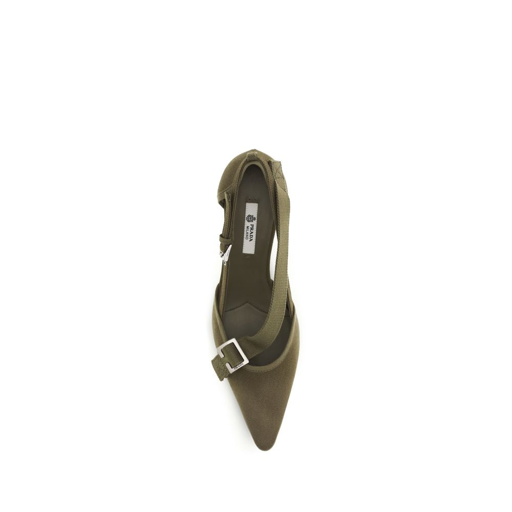 Prada Bicolor Cotton Mid Heel Pumps Curated Luxury Accessories by Orvyn