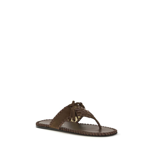 Prada Brown Calf Leather Bos Taurus Flat Sandals Curated Luxury Accessories by Orvyn