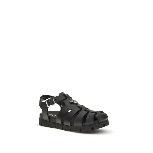 Prada Black Calf Leather Bos Taurus Sandals Curated Luxury Accessories by Orvyn