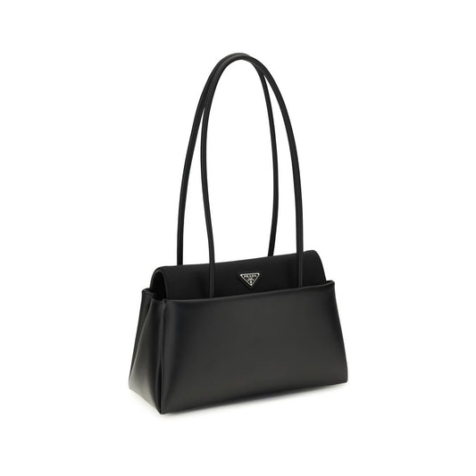 Prada Minimal Leather Shoulder Bag – Black
