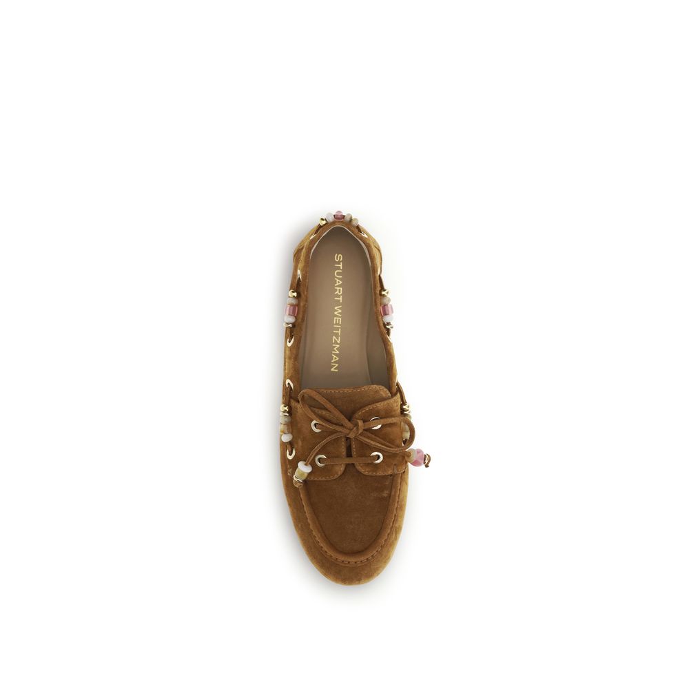 Stuart Weitzman Brown Calf Leather Bos Taurus Slip-On Loafers Curated Luxury Accessories by Orvyn