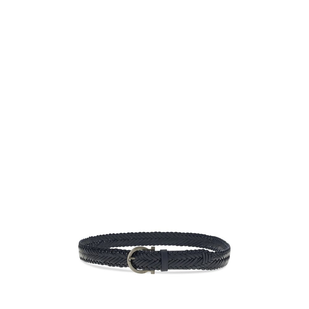 Ferragamo Blue Calf Leather Bos Taurus Belt Curated Luxury Accessories by Orvyn