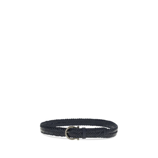 Ferragamo Blue Calf Leather Bos Taurus Belt Curated Luxury Accessories by Orvyn