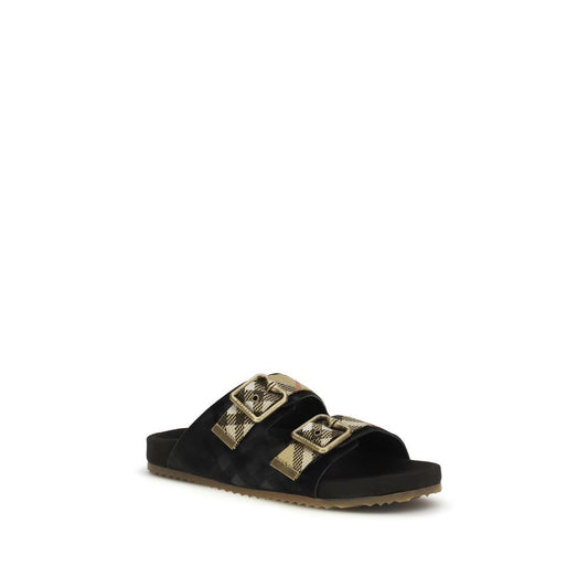 Burberry Black Calf Leather Bos Taurus Strap-On Sandals Curated Luxury Accessories by Orvyn