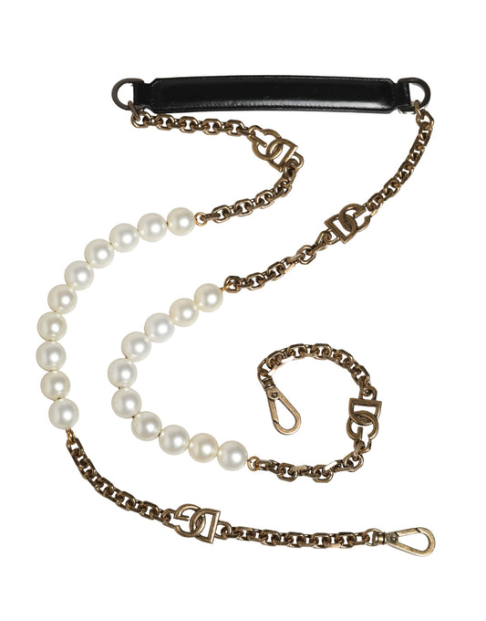 Dolce & Gabbana Black Leather Gold Chain Bag Accessory Shoulder Strap Curated Luxury Accessories by Orvyn