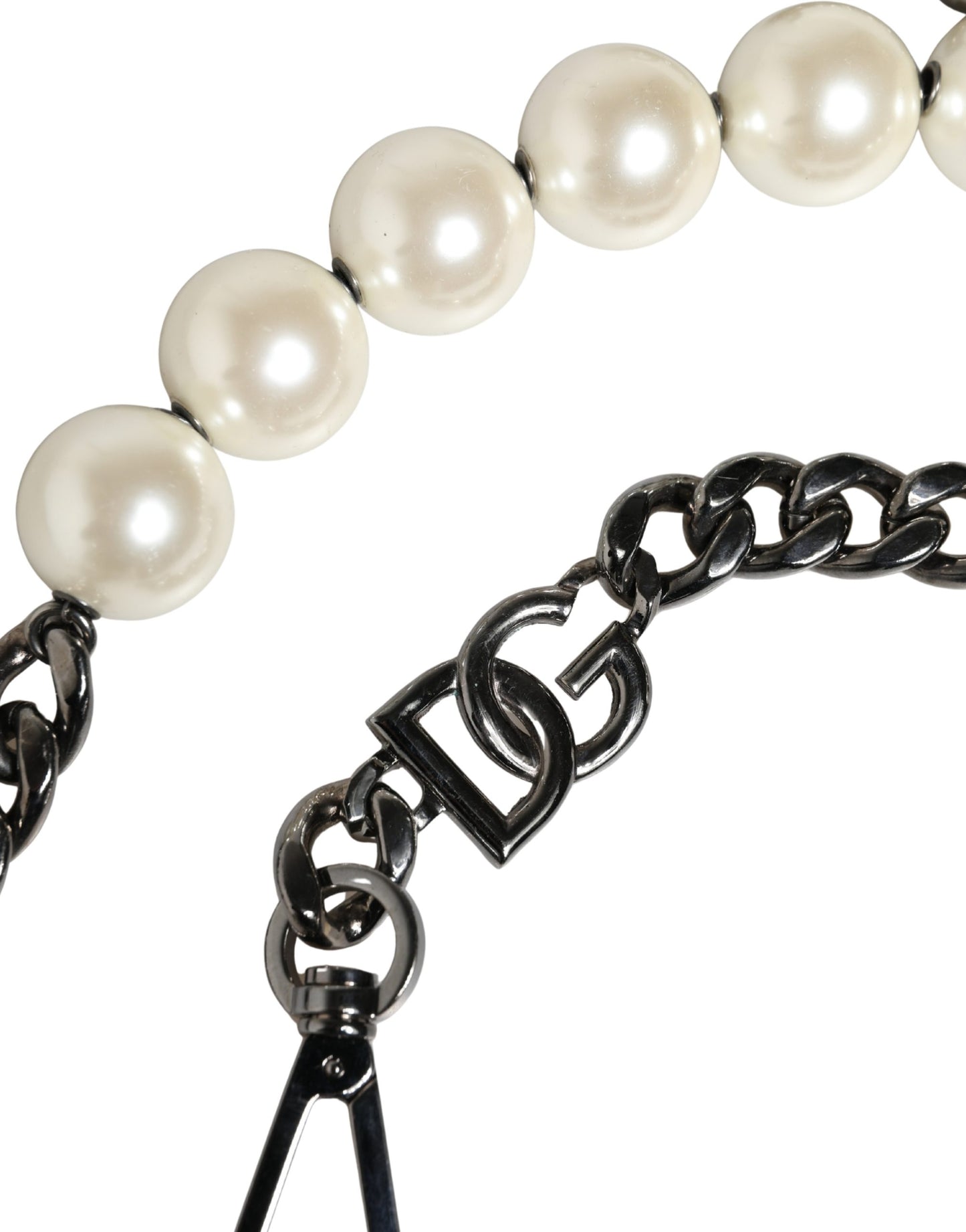 Dolce & Gabbana White Leather Silver Chain Bag Accessory Shoulder Strap Curated Luxury Accessories by Orvyn