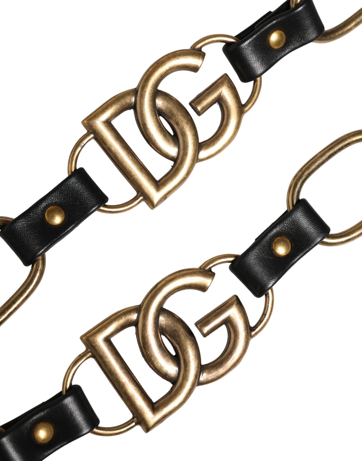 Dolce & Gabbana Black Leather Gold Chain Bag Accessory Shoulder Strap Curated Luxury Accessories by Orvyn