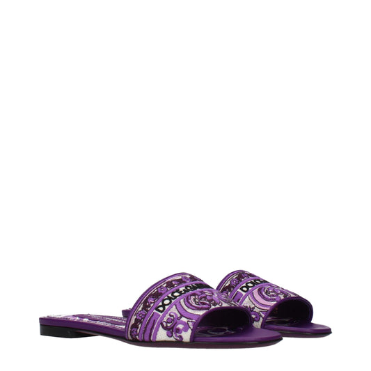 Dolce & Gabbana Purple Fabric Slippers Curated Luxury Accessories by Orvyn