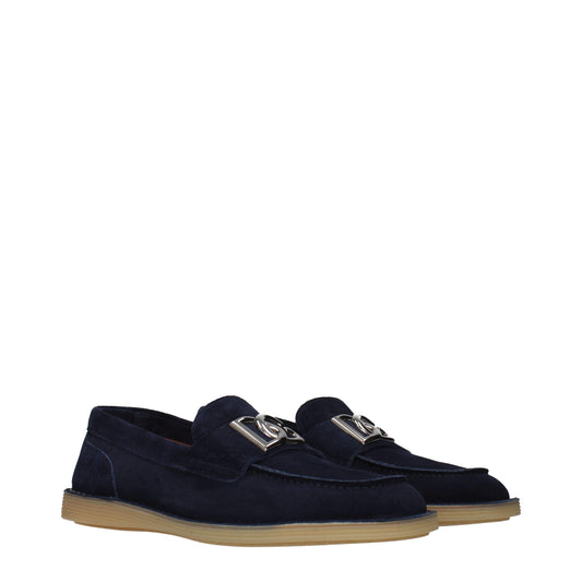 Dolce & Gabbana Blue Leather Slip-On Loafers Curated Luxury Accessories by Orvyn