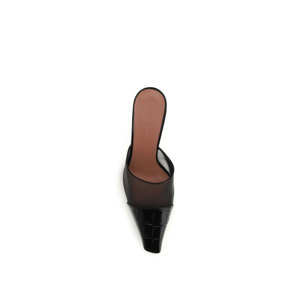 Amina Muaddi Black Calf Leather Bos Taurus Mules Curated Luxury Accessories by Orvyn