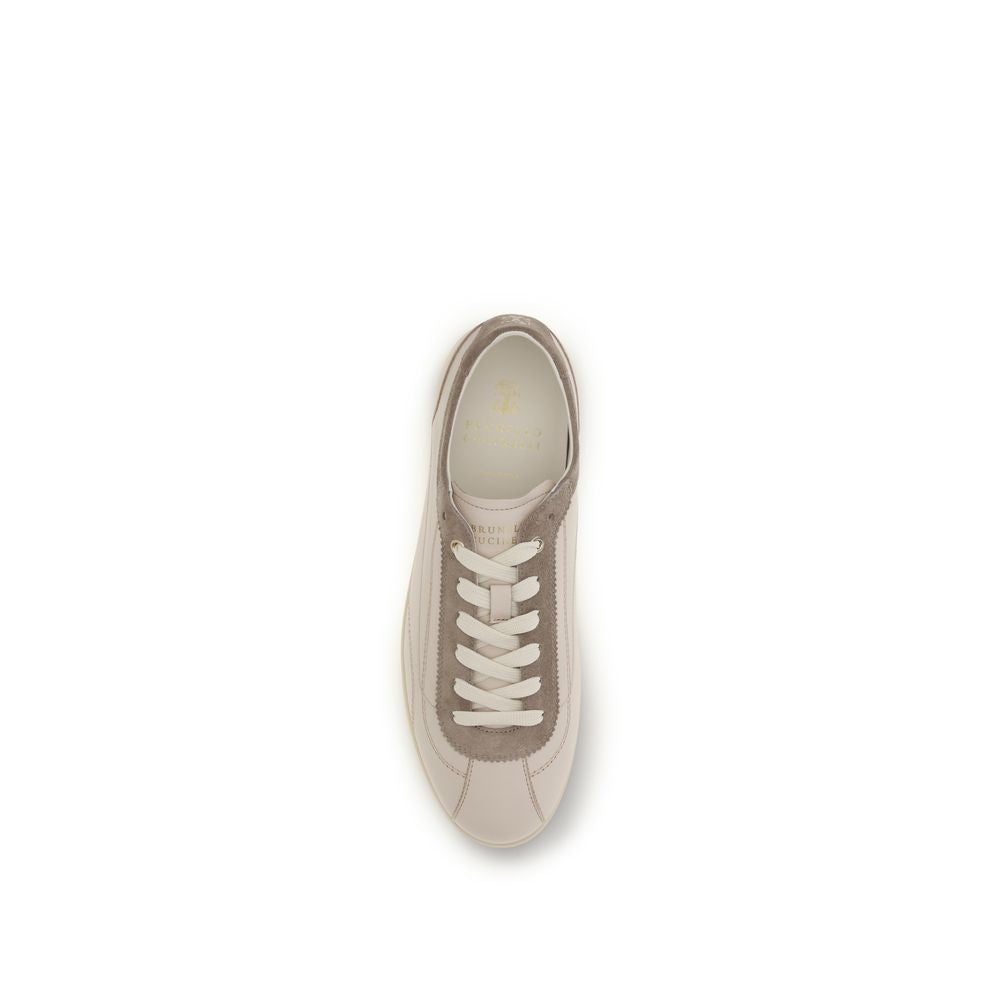 Brunello Cucinelli Beige Leather Low Top Sneakers Curated Luxury Accessories by Orvyn