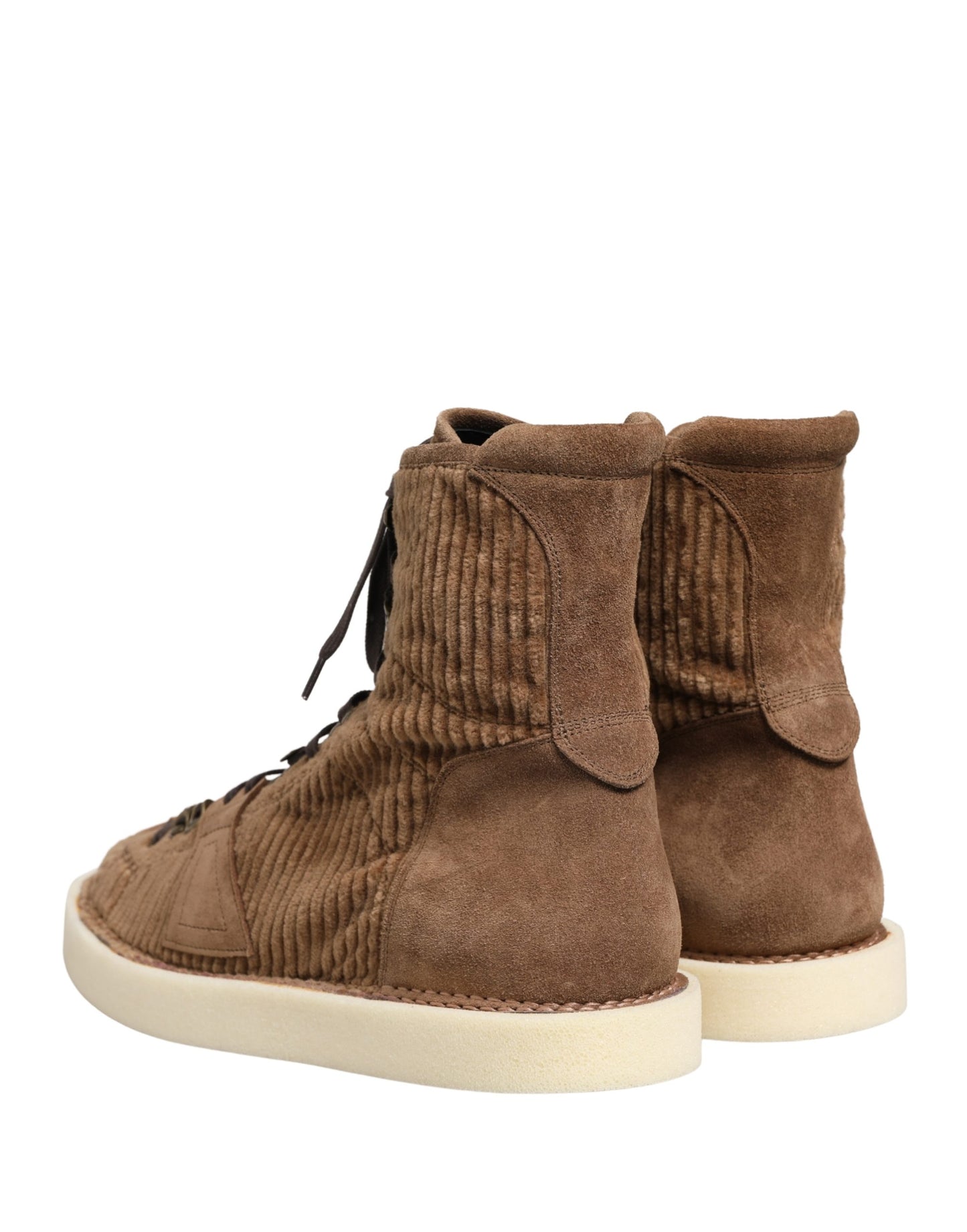 Dolce & Gabbana Brown Corduroy High Top Oxford Boots Curated Luxury Accessories by Orvyn