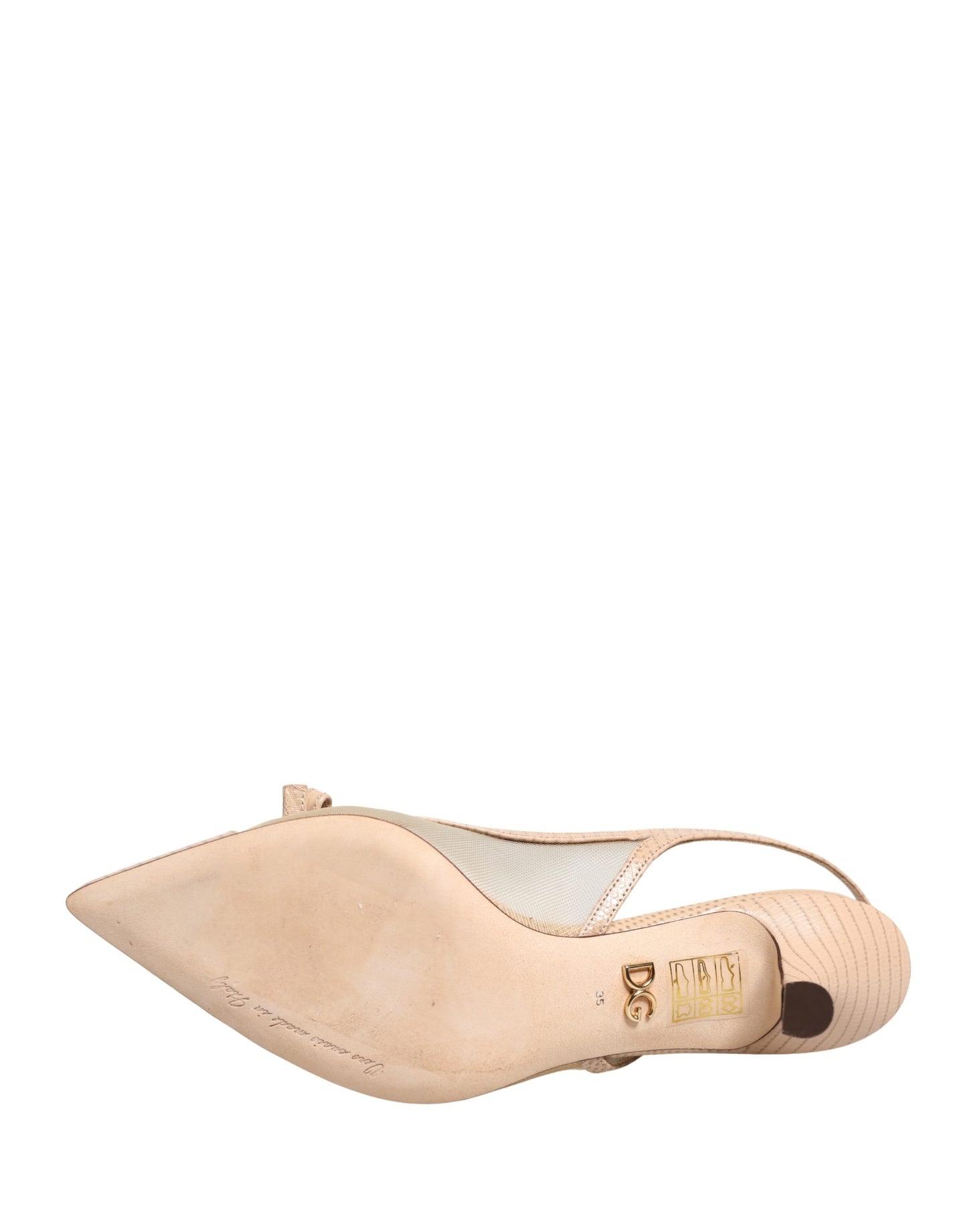 Dolce & Gabbana Beige Lori Mesh Leather Slingback Sandals Shoes Curated Luxury Accessories by Orvyn