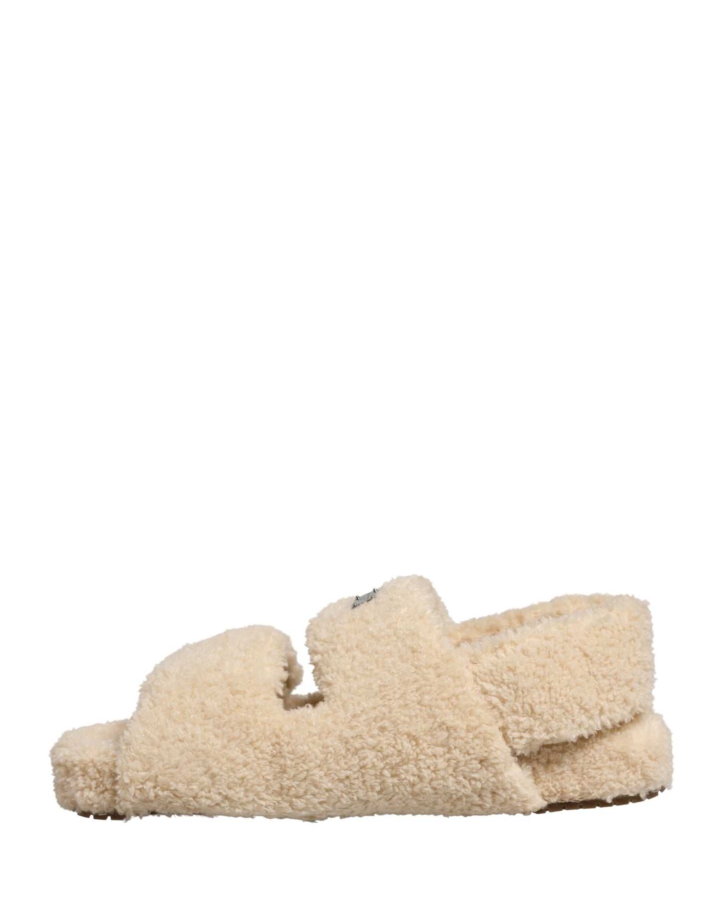 Dolce & Gabbana Beige Faux Fur Slides Men Flats Sandals Shoes Curated Luxury Accessories by Orvyn