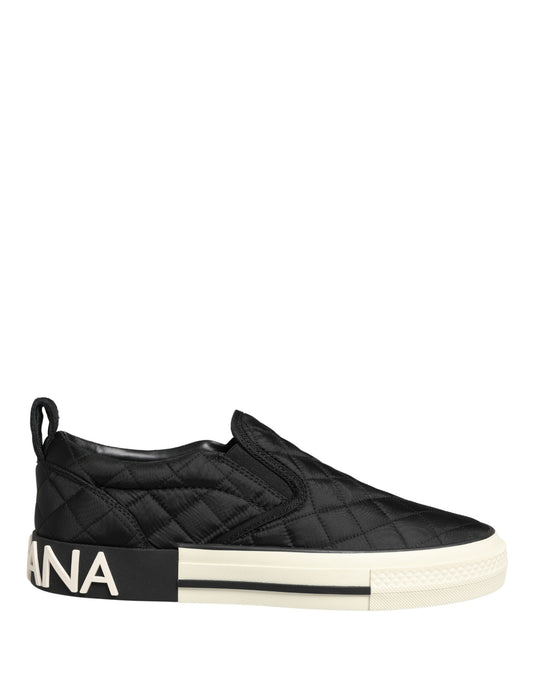 Dolce & Gabbana Black Quilted Slip On Low Top Sneakers Shoes Curated Luxury Accessories by Orvyn