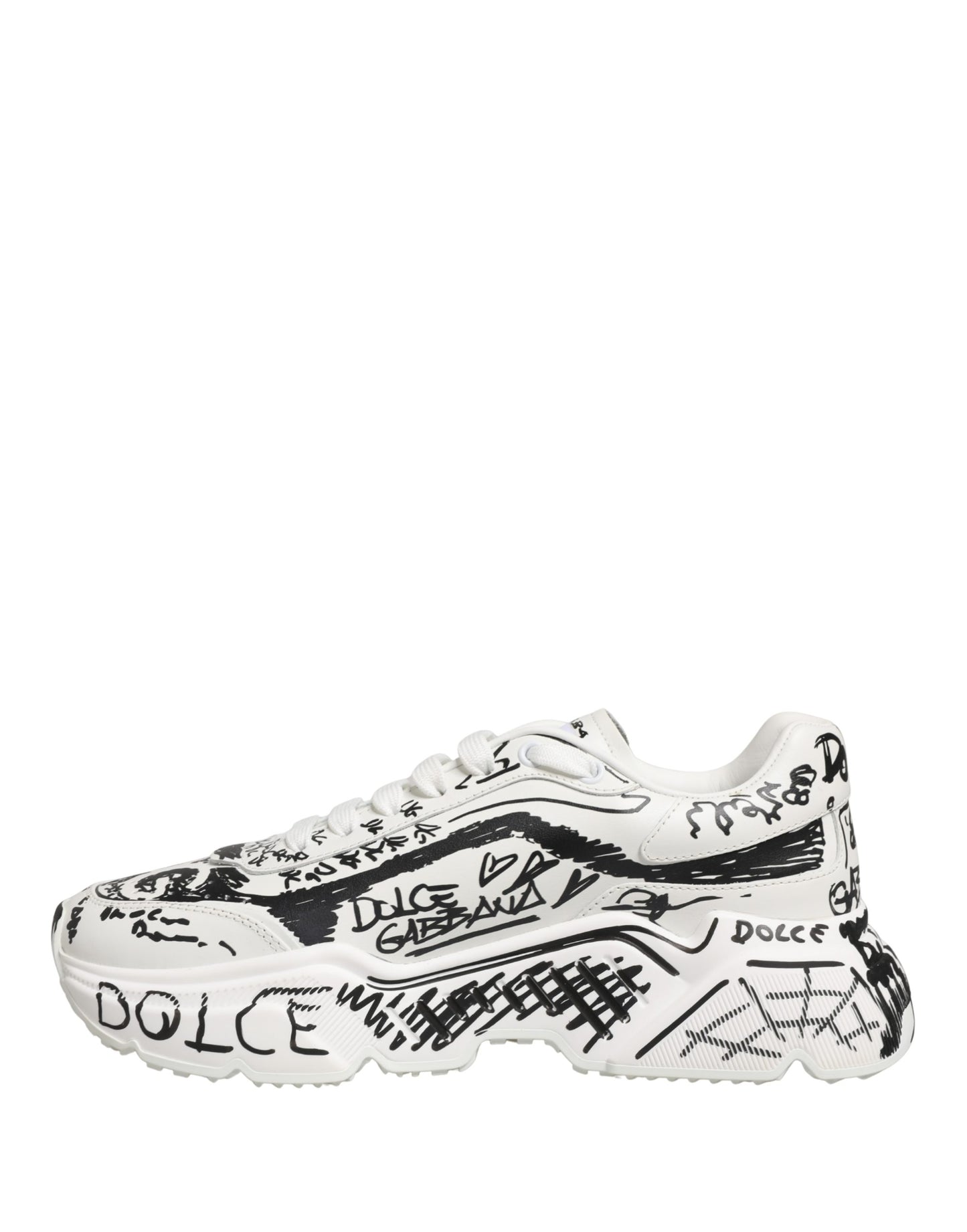 Dolce & Gabbana White Daymaster Graffiti Low Top Sneakers Shoes Curated Luxury Accessories by Orvyn