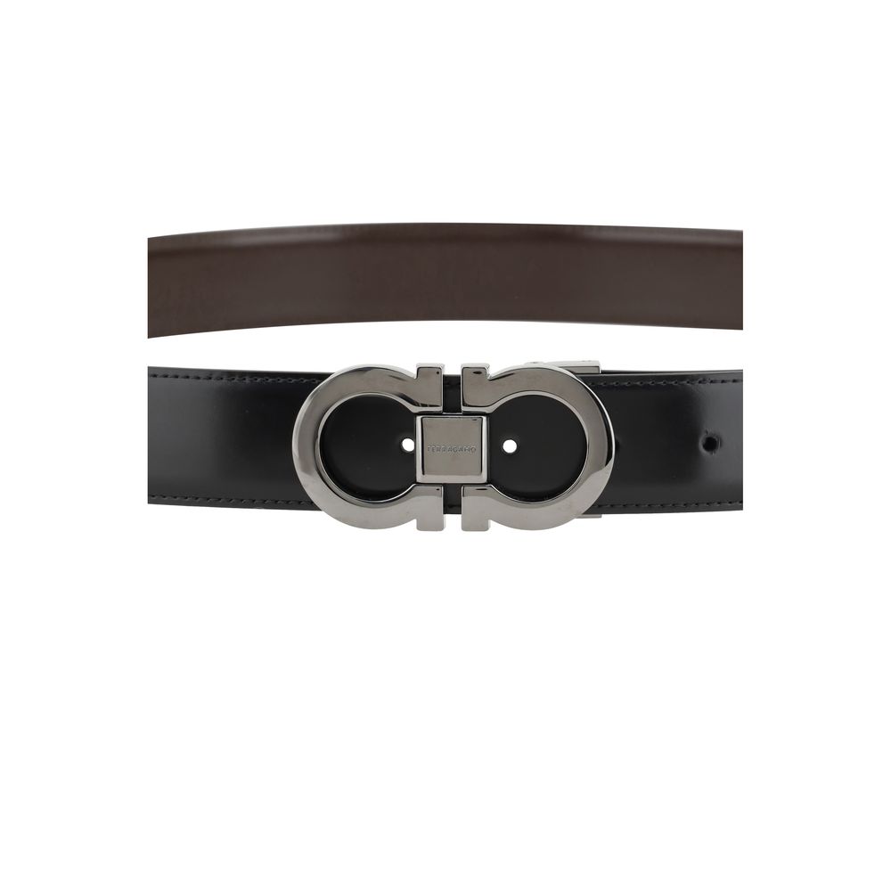 Ferragamo Black Reversible Leather Belt schwarz