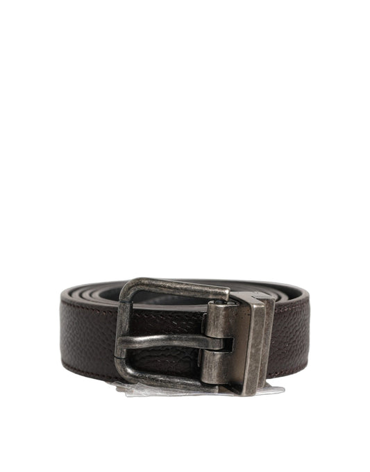 Dolce & Gabbana Brown Calf Leather Vintage Style Silver Buckle Belt Curated Luxury Accessories by Orvyn