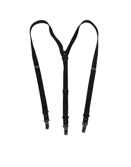 Dolce & Gabbana Black Cotton Leather Elastic Y-back Metal Clips Suspender Curated Luxury Accessories by Orvyn