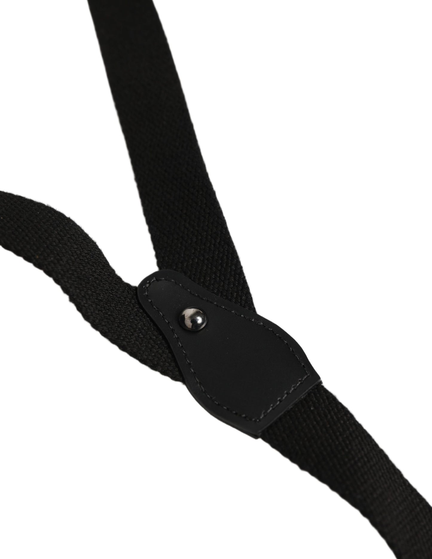 Dolce & Gabbana Black Cotton Leather Elastic Y-back Metal Clips Suspender Curated Luxury Accessories by Orvyn