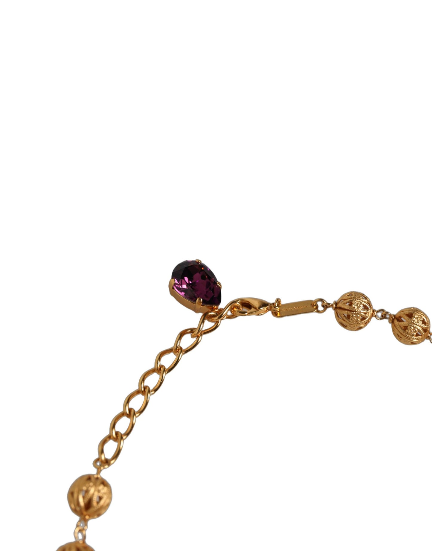 Dolce & Gabbana Gold Brass Mix Fiori Flowers Crystal Chain Necklace Curated Luxury Accessories by Orvyn