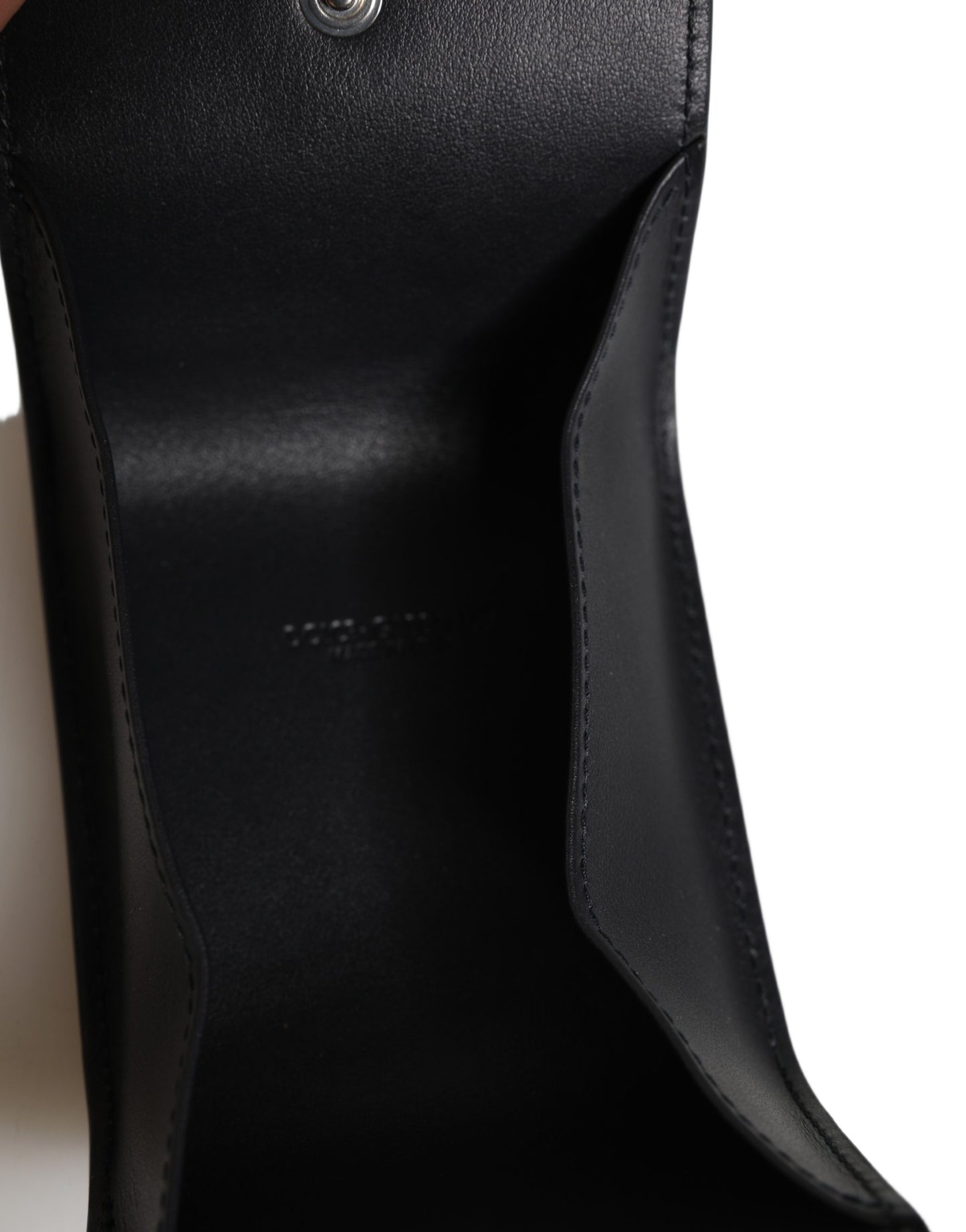 Dolce & Gabbana Black Calfskin Leather Logo Print Bifold CoinPurse Wallet Curated Luxury Accessories by Orvyn