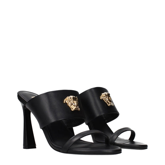 Versace Black Leather Stiletto Heel Sandals Curated Luxury Accessories by Orvyn
