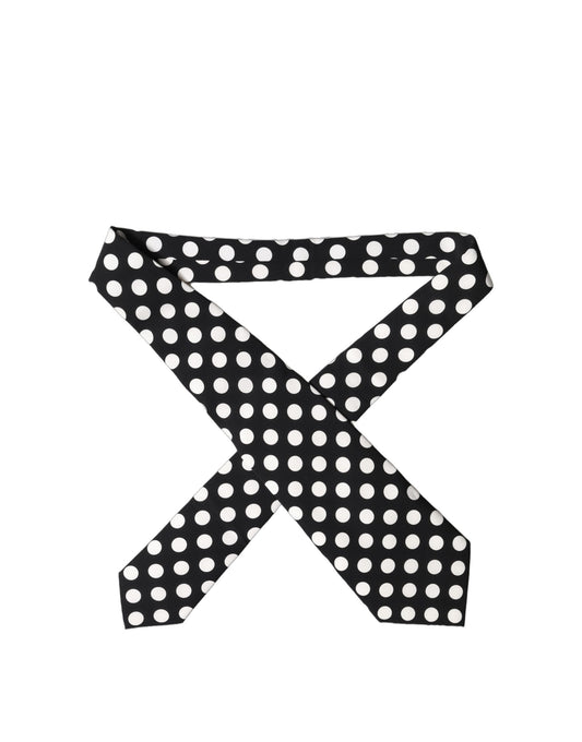 Dolce & Gabbana Black White Polka Dot Silk Adjustable Women Necktie Tie Curated Luxury Accessories by Orvyn