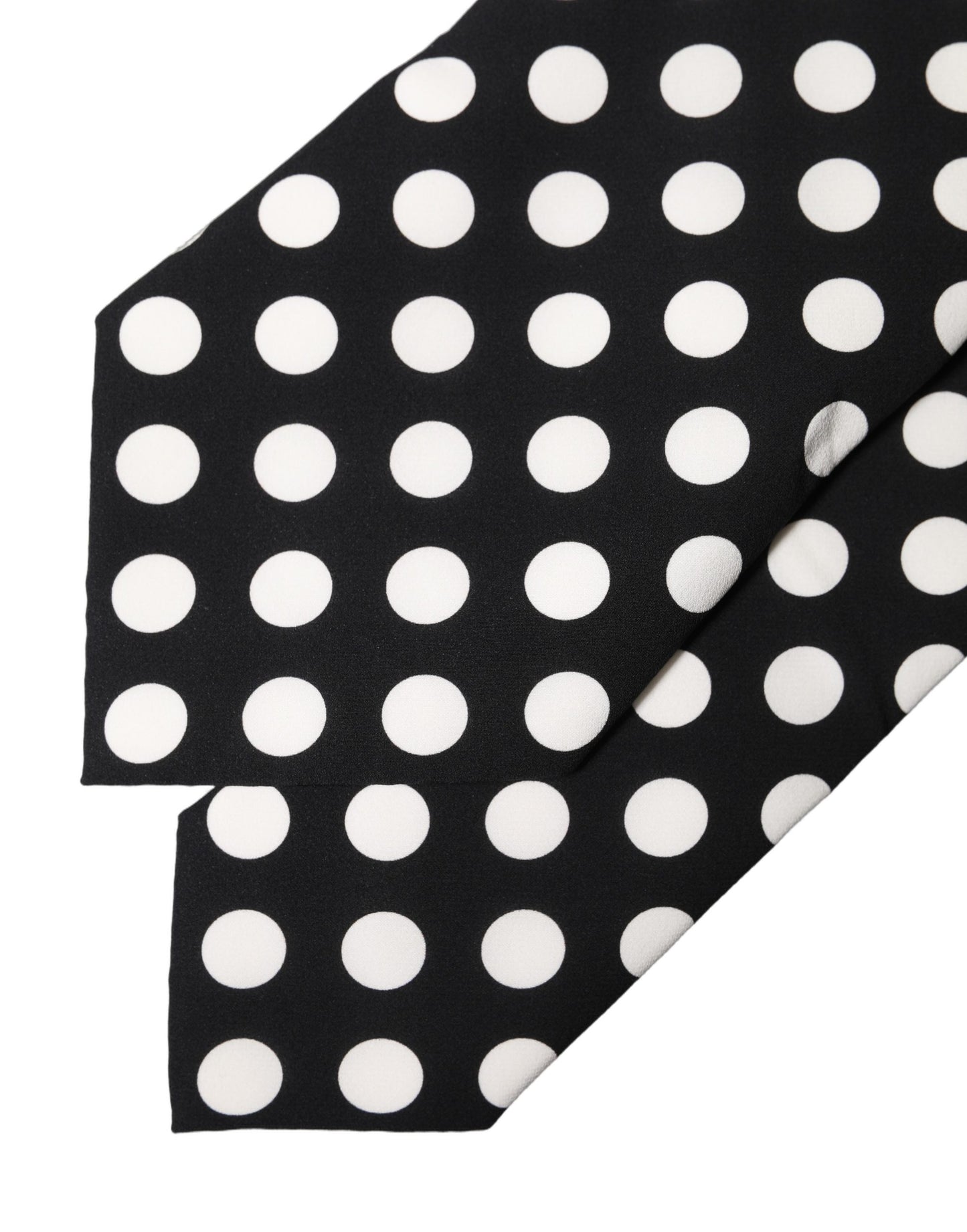 Dolce & Gabbana Black White Polka Dot Silk Adjustable Women Necktie Tie Curated Luxury Accessories by Orvyn