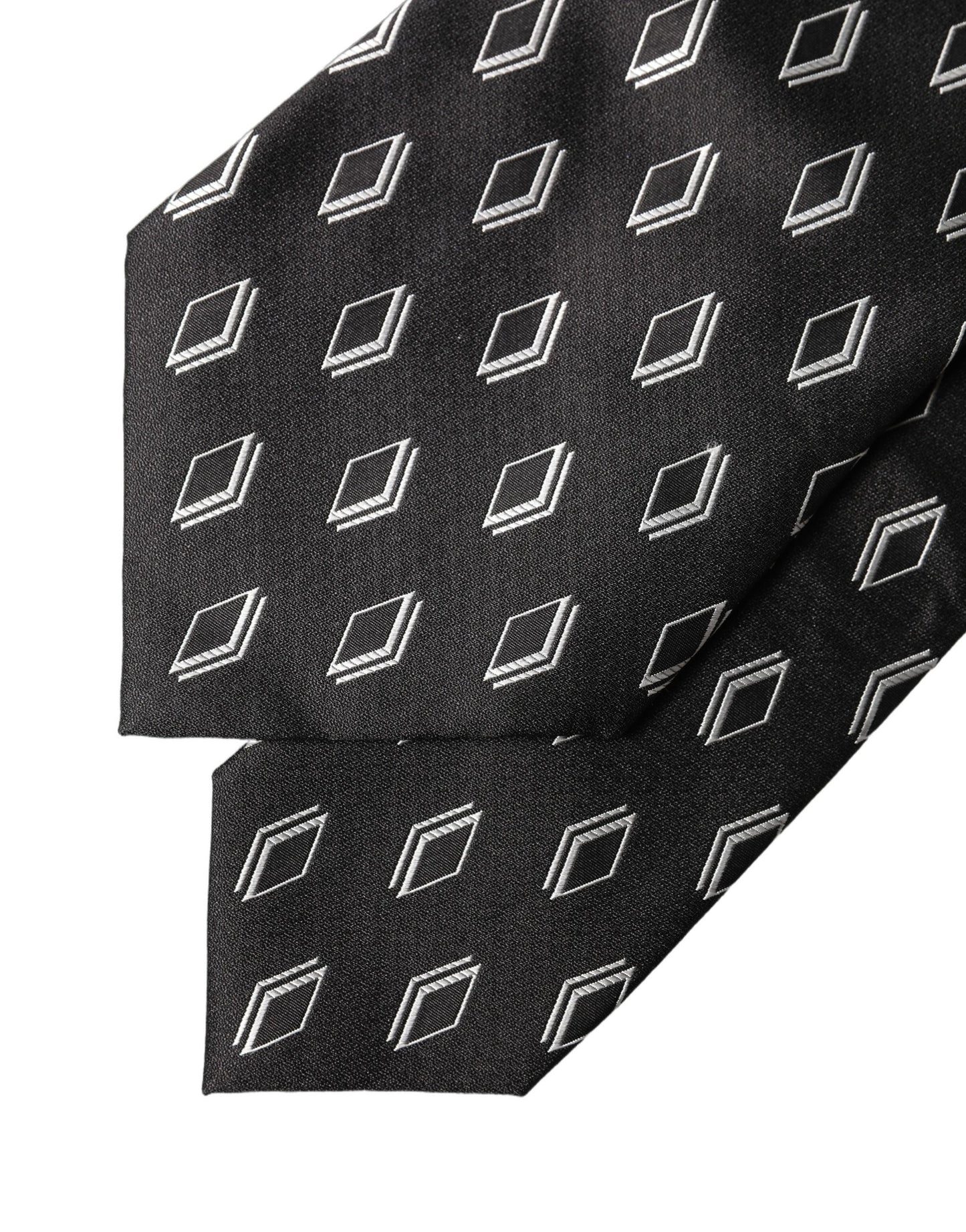 Dolce & Gabbana Black Patterned Silk Adjustable Women Tied Necktie Tie Curated Luxury Accessories by Orvyn