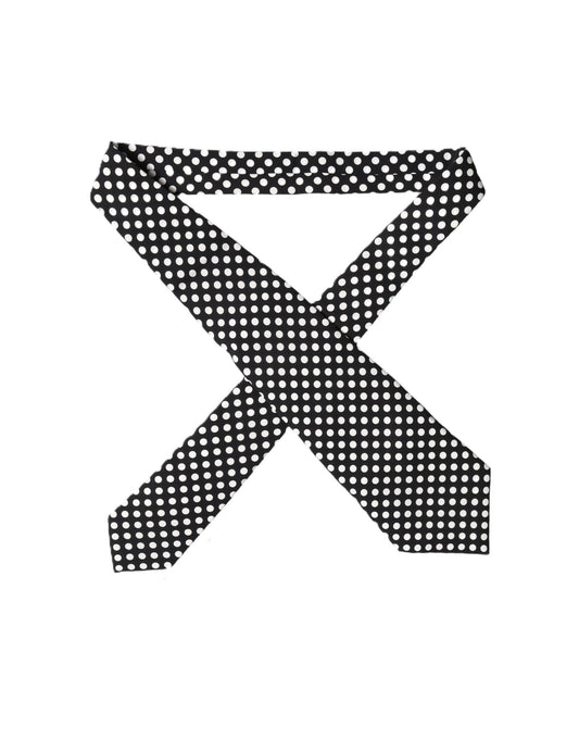 Dolce & Gabbana Black White Polka Dot Silk Adjustable Women Necktie Tie Curated Luxury Accessories by Orvyn