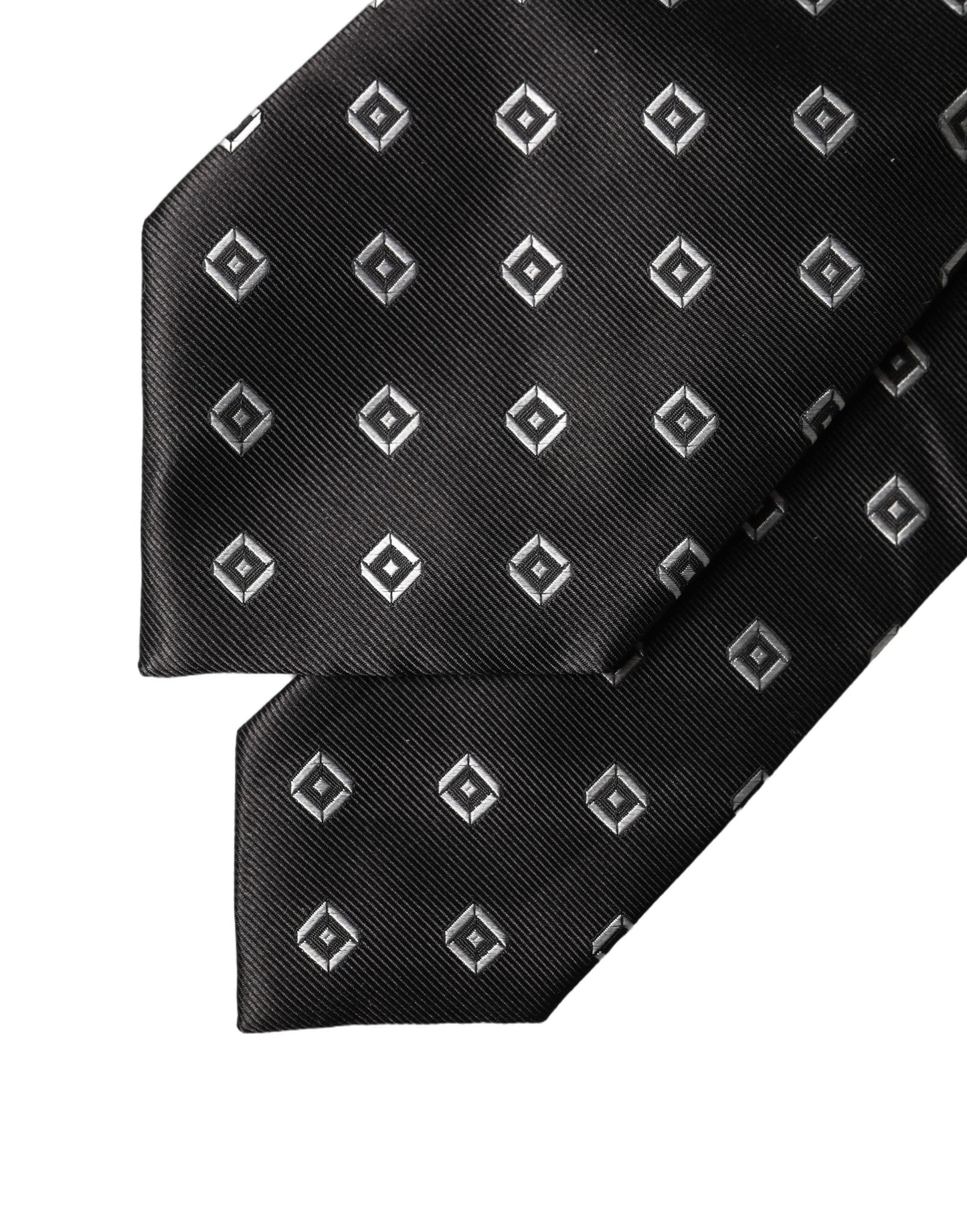 Dolce & Gabbana Black White Geometric Silk Adjustable Women Necktie Tie Curated Luxury Accessories by Orvyn