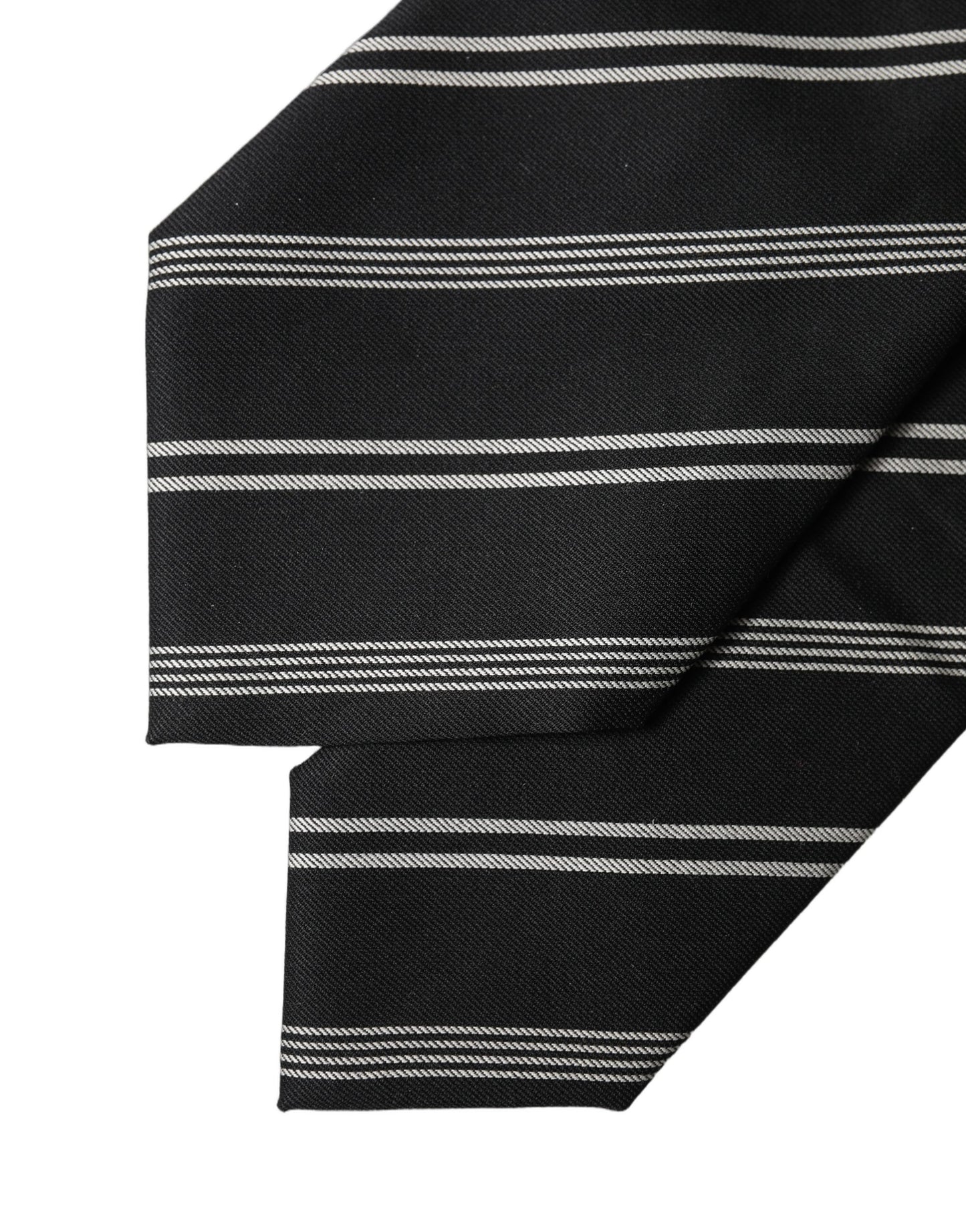 Dolce & Gabbana Black White Stripes Silk Adjustable Women Necktie Tie Curated Luxury Accessories by Orvyn