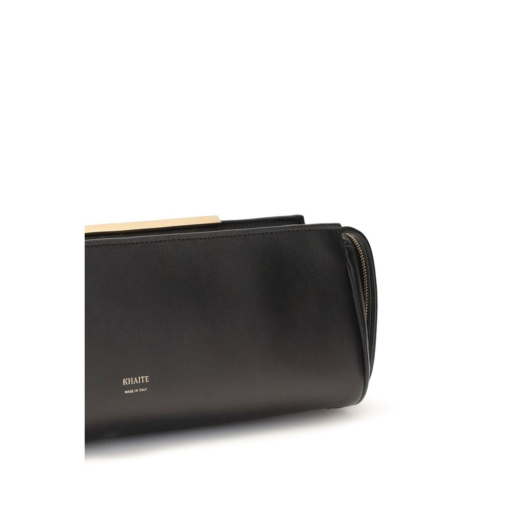 Khaite Black Calf Leather Bos Taurus Clutch Bag Curated Luxury Accessories by Orvyn