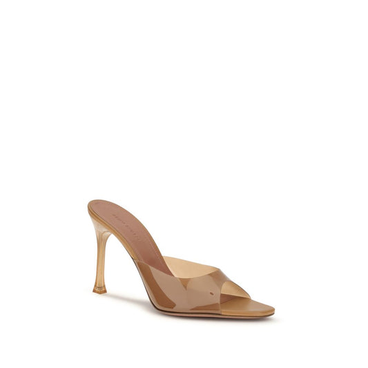 Amina Muaddi Beige Pvc Stiletto Heel Sandals Curated Luxury Accessories by Orvyn