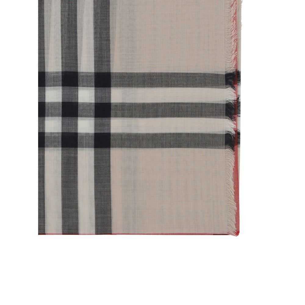 Burberry Beige Silk And Wool Blend Scarf Foulard