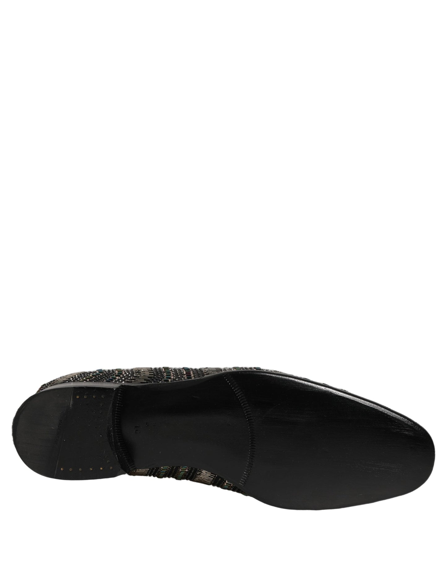 Dolce & Gabbana Black Silver Embellished Slip On Loafers Shoes Curated Luxury Accessories by Orvyn