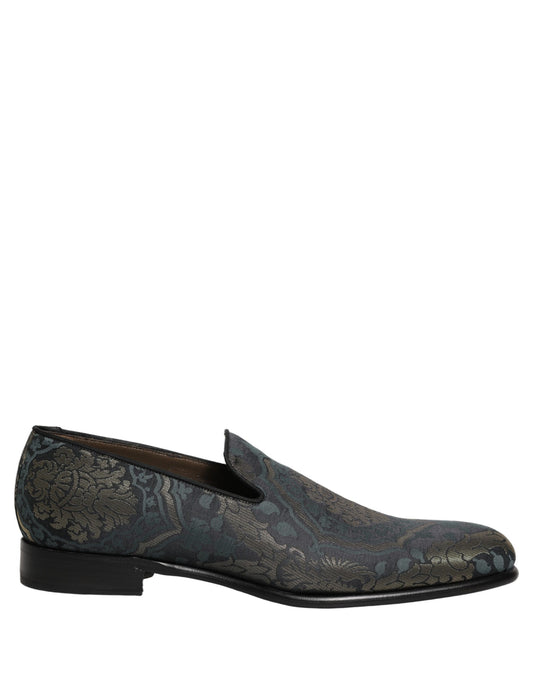 Dolce & Gabbana Black Floral Brocade Slip On Loafers Shoes Curated Luxury Accessories by Orvyn