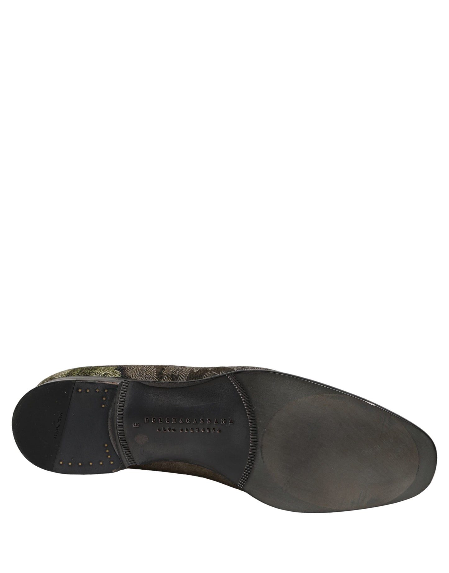 Dolce & Gabbana Brown Baroque Print Slip On Loafers Shoes Curated Luxury Accessories by Orvyn