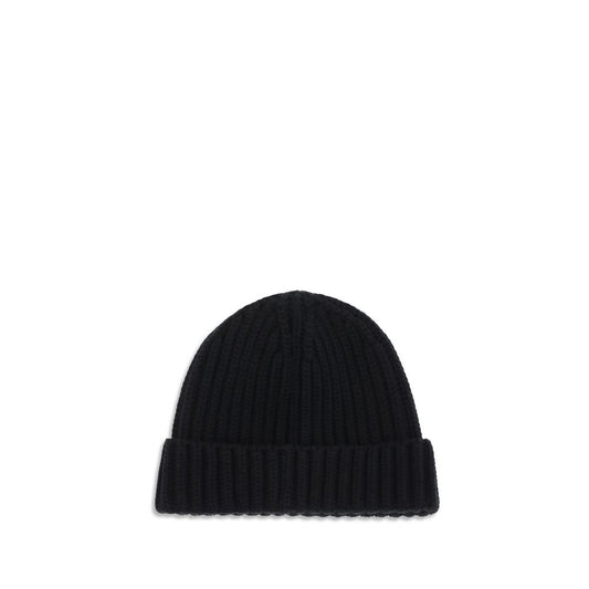 Prada Black Beanie Hat In Virgin Wool schwarz