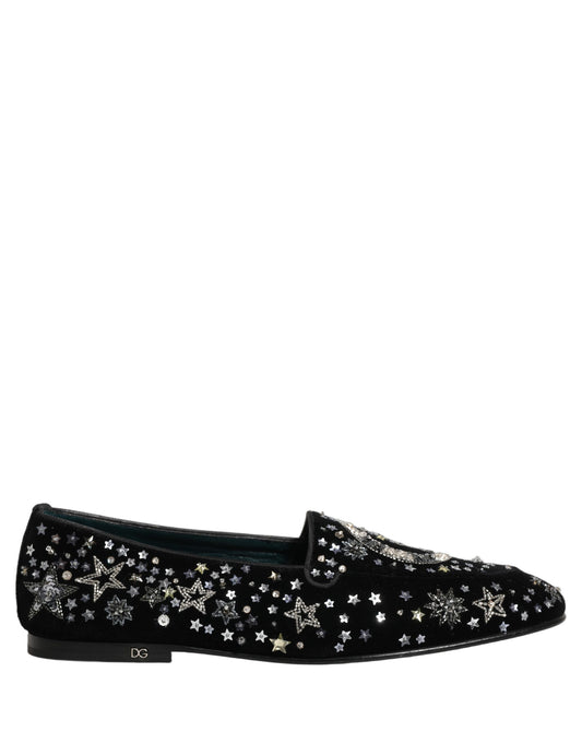 Dolce & Gabbana Black Crystal Embellished Dress Loafers Shoes Curated Luxury Accessories by Orvyn