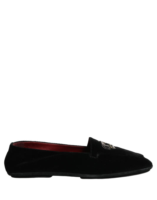 Dolce & Gabbana Black Crown Embellished Dress Loafers Shoes Curated Luxury Accessories by Orvyn