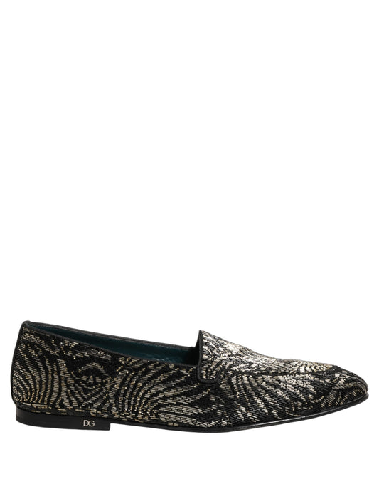 Dolce & Gabbana Black Silver Embellished Dress Loafers Shoes Curated Luxury Accessories by Orvyn
