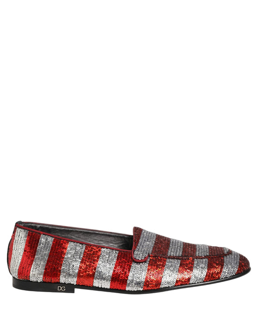 Dolce & Gabbana Multicolor Flag Sequin Dress Loafers Shoes Curated Luxury Accessories by Orvyn