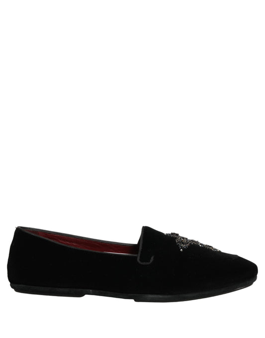 Dolce & Gabbana Black Suede Embellished Dress Loafers Shoes Curated Luxury Accessories by Orvyn