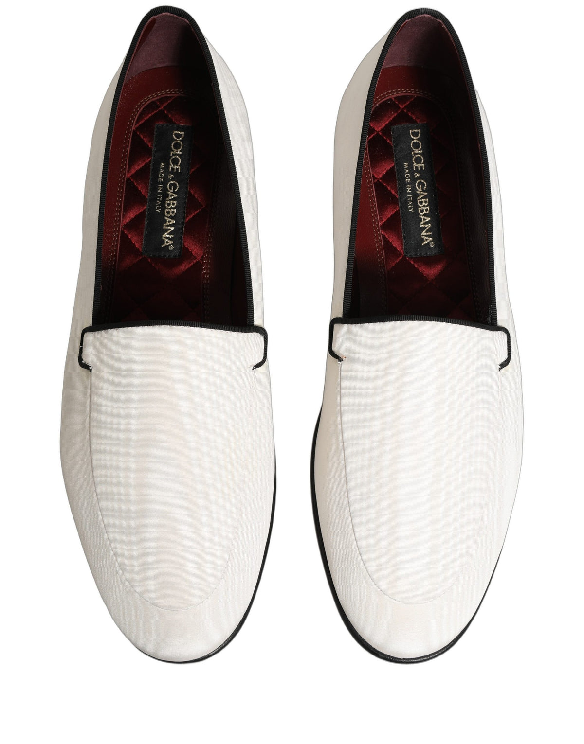 Dolce & Gabbana White Velvet Slip On Men Flats Loafers Shoes weiss