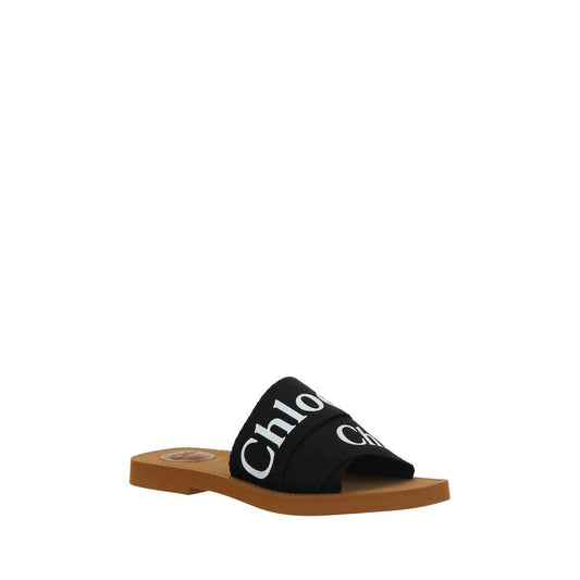 Chloé Black Linen Flat Sandals Curated Luxury Accessories by Orvyn