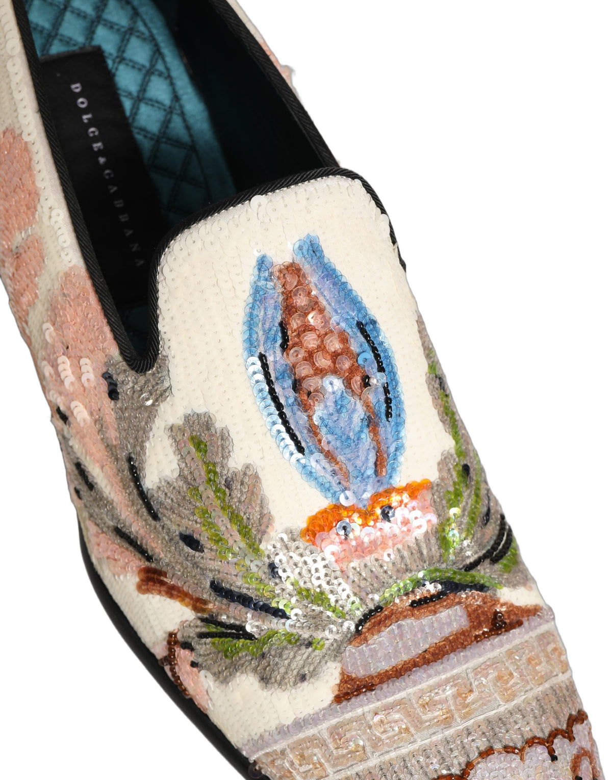 Dolce & Gabbana Multicolor Sequin Embroidered Loafers Shoes rot